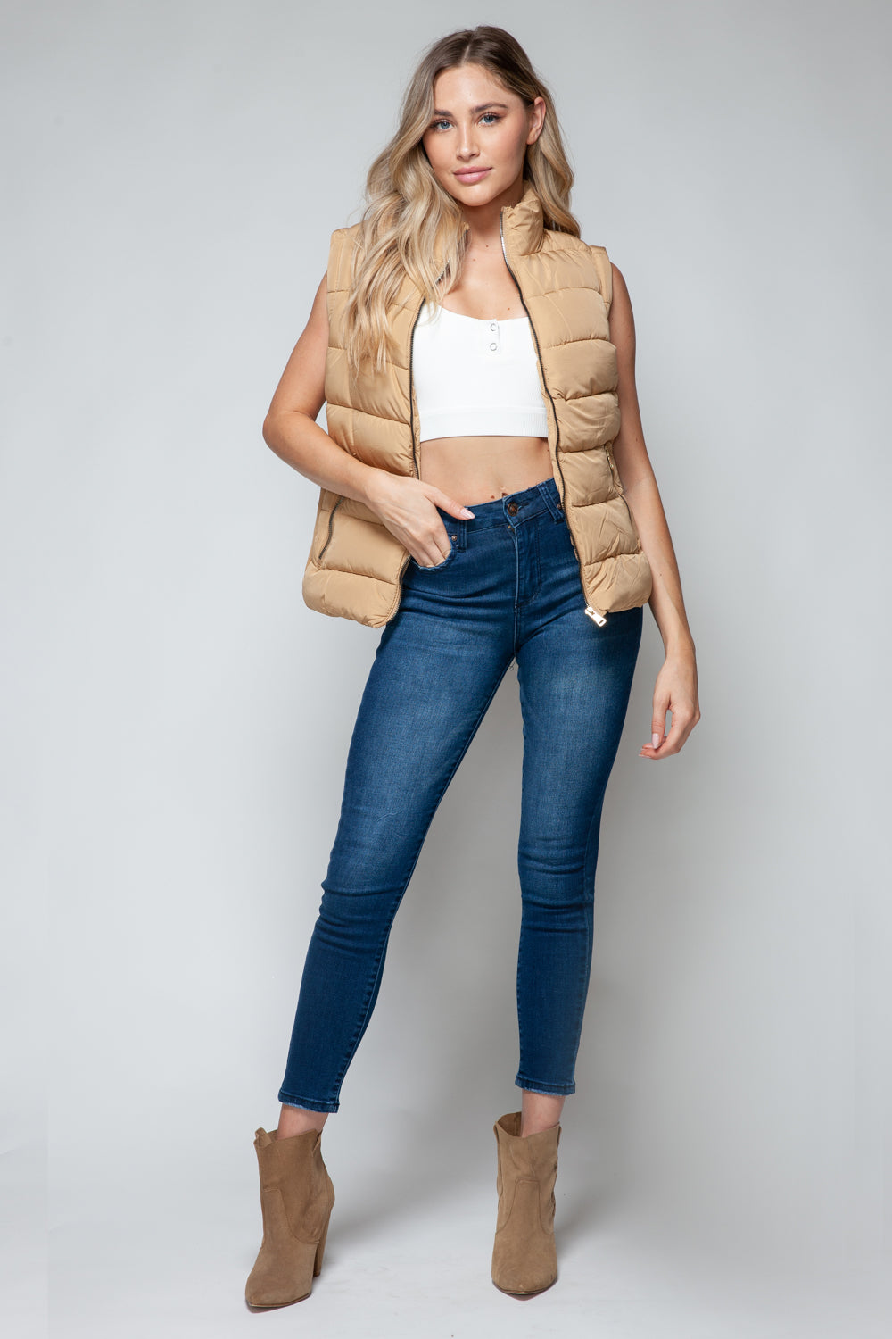 Snobbish Zip Up Turtleneck Vest with Pockets - Tigbul's Variety Fashion Shop