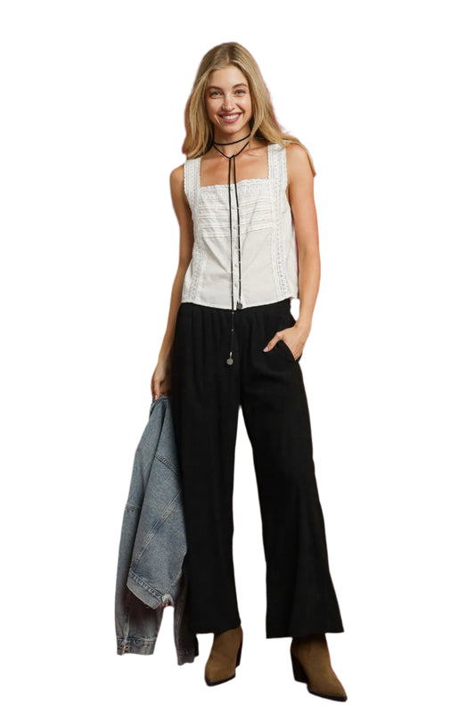 Black Wide-Leg Corduroy Pants - Tigbul's Variety Fashion Shop