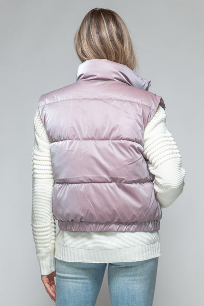 Dark Rose Fine Faux Fur Lining Quilted Vest - Tigbul's Variety Fashion Shop