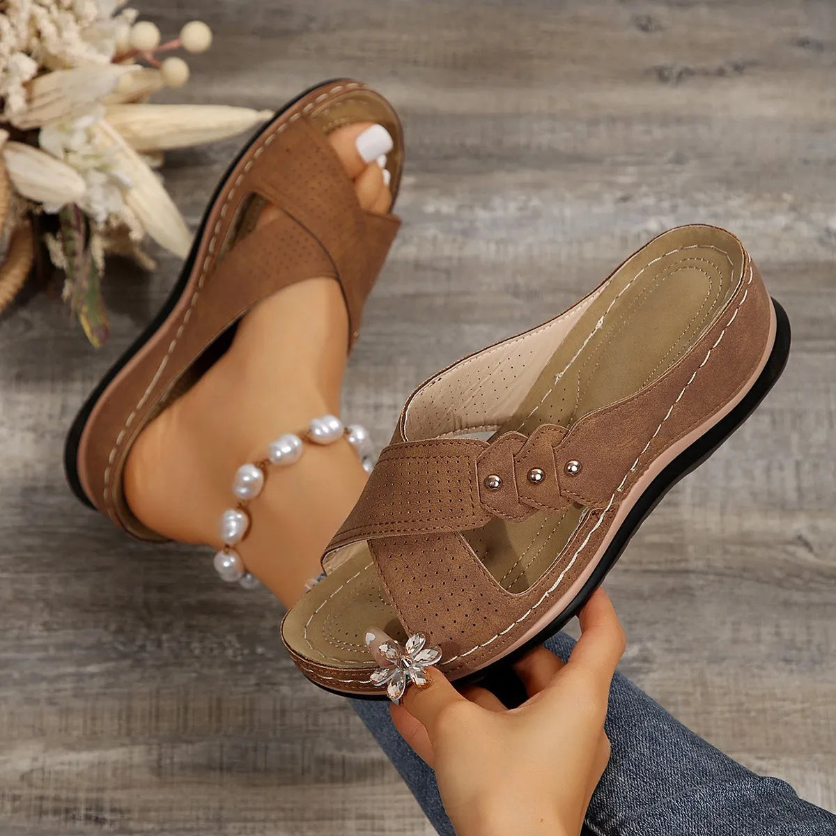 Crisscross Open Toe Wedge Sandals - Tigbul's Variety Fashion Shop