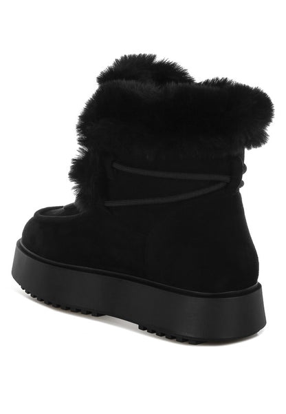 Bunting Faux Fur Collar Flatform Boots - Tigbul's Variety Fashion Shop