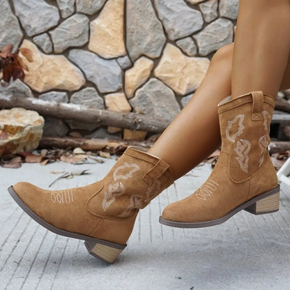 Cowboy Block Heels Boots - Tigbul's Variety Fashion Shop