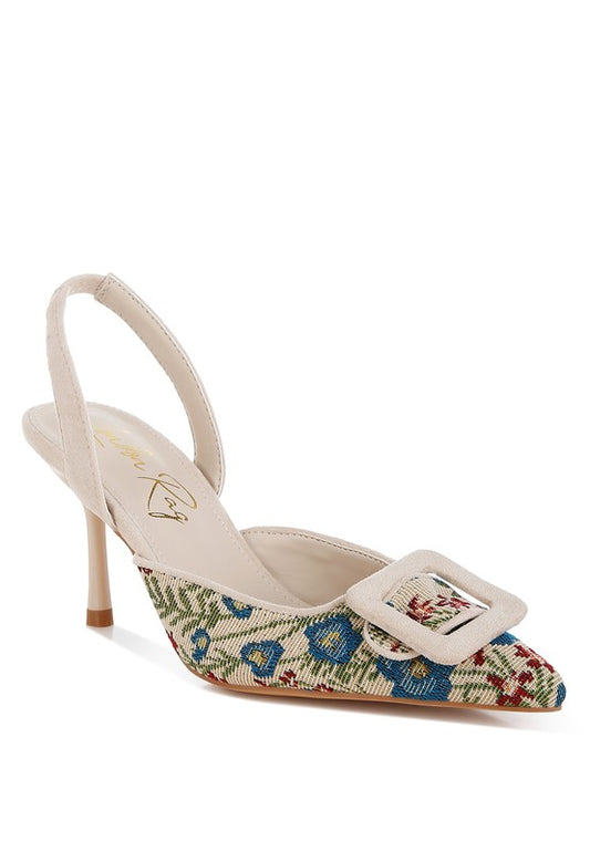 Miraya Embroidered Buckle Detail Stiletto Heels | Tigbuls Variety