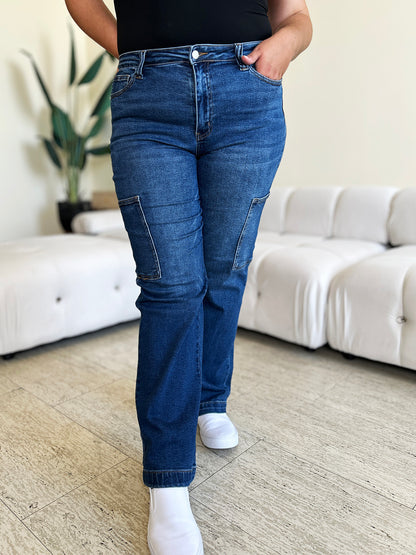 Judy Blue Full Size High Waist Straight Cargo Jeans - Tigbul's Variety Fashion Shop