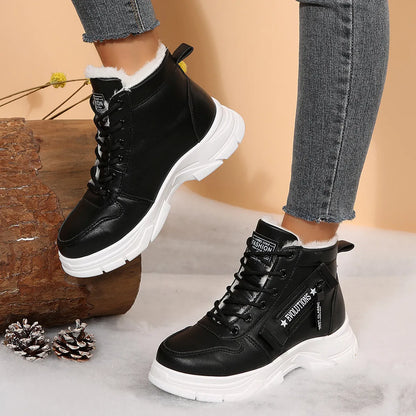 Premium Lace-Up Combat Boots with Fleece Line - Tigbul's Variety Fashion Shop