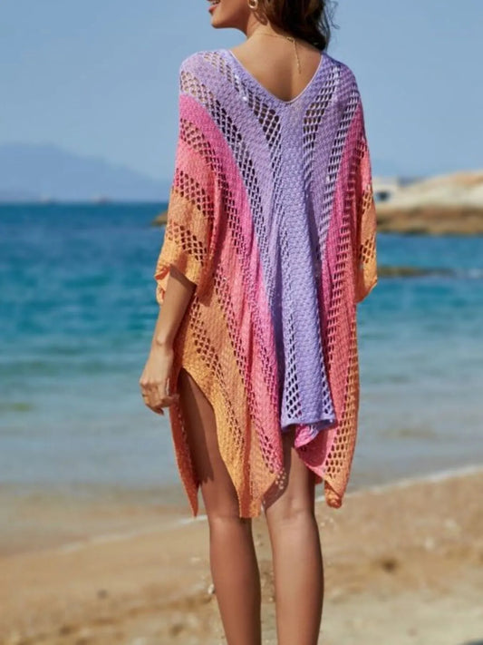 Rainbow Gradient Crochet Cover-Up - Tigbul's Variety Fashion Shop