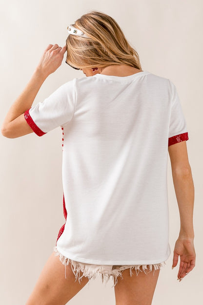 BiBi Star & Stripes Round Neck Short Sleeve T-Shirt - Tigbuls Variety Fashion