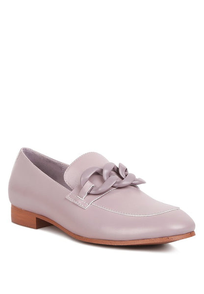 Merva Chunky Chain Leather Loafers - Tigbul's Variety Fashion Shop