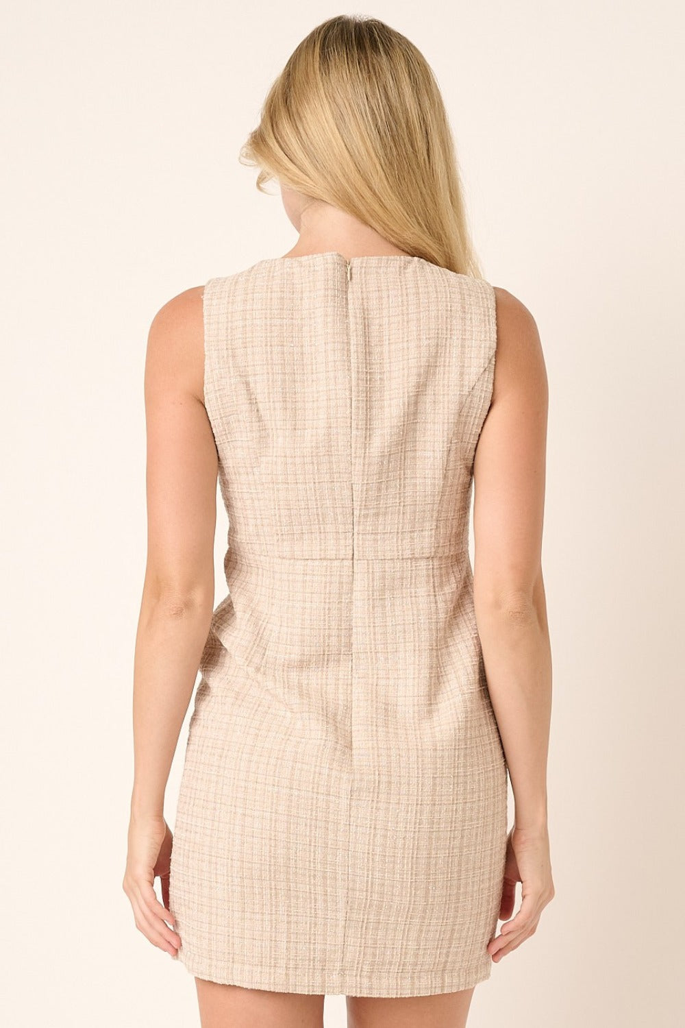 Tweed Sleeveless Mini Dress - Tigbul's Variety Fashion Shop