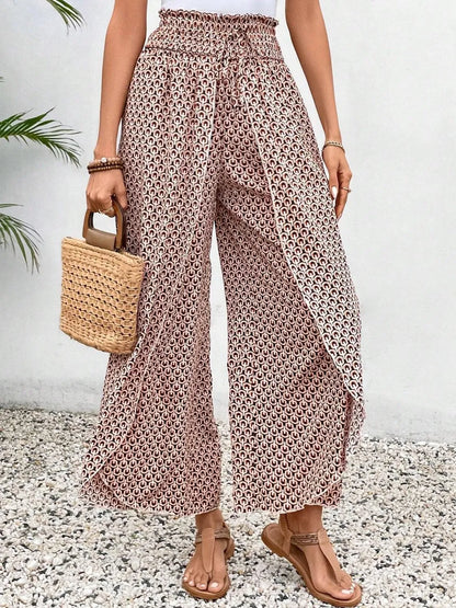 Tied Printed Wide Leg Pants - Tigbul's Variety Fashion Shop