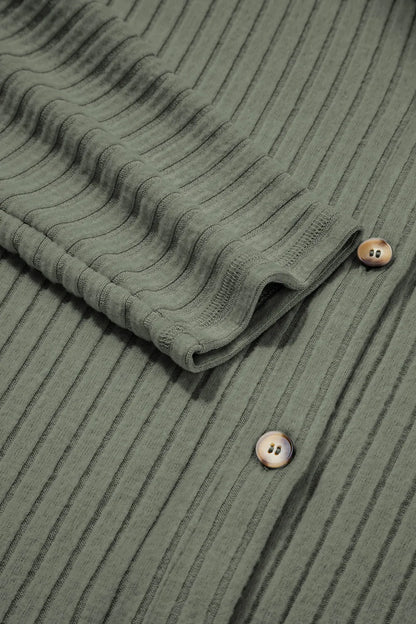 Ribbed Knit Button-Up Cardigan - Tigbul's Variety Fashion Shop