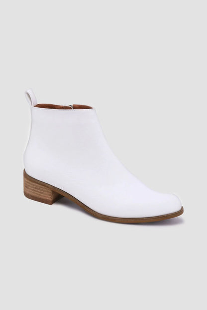 White PU Leather Block Heel Boots - Tigbul's Variety Fashion Shop