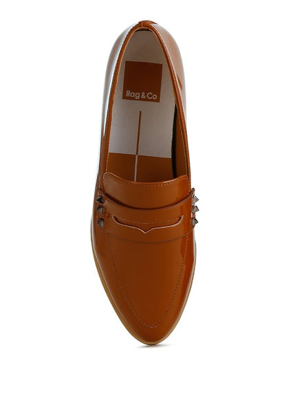 Noshiya Patent Pleather Penny Loafers - Tigbul's Variety Fashion Shop