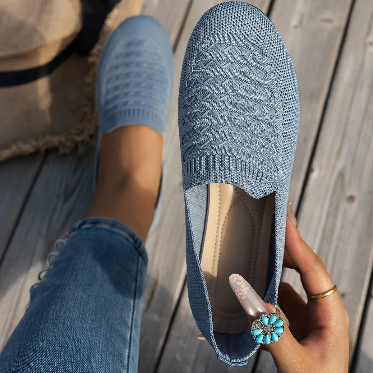 Breathable Knit Slip-On Loafers - Tigbul's Variety Fashion Shop