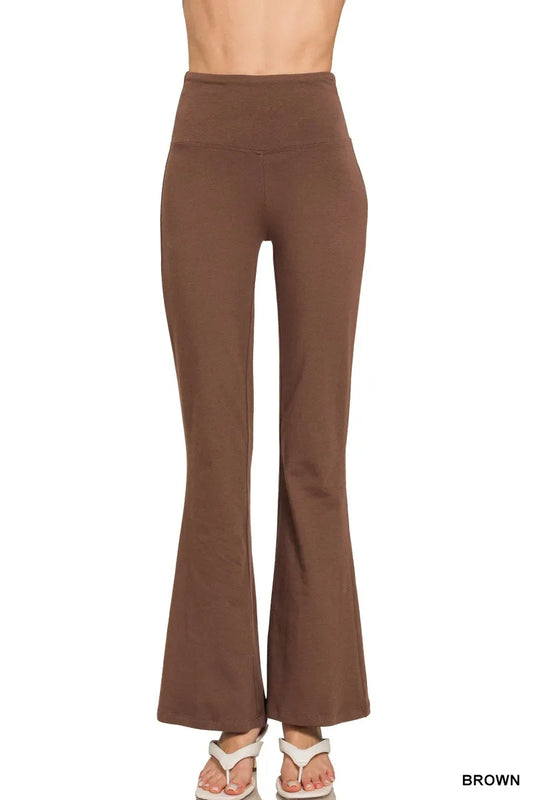 Zenana Wide Waistband Yoga Flare Pants - Tigbul's Variety Fashion Shop