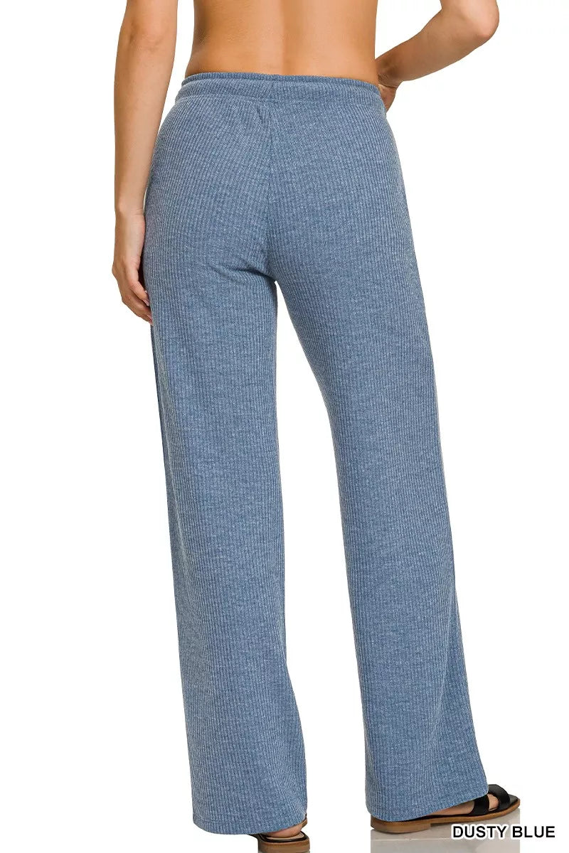 Zenana Ribbed Drawstring Lounge Pants - Tigbul's Variety Fashion Shop