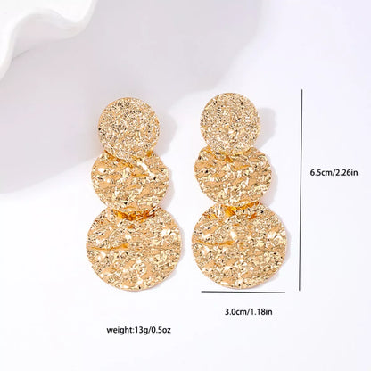 18K Gold-Plated Round Layered Textured Earrings - Tigbul's Variety Fashion Shop