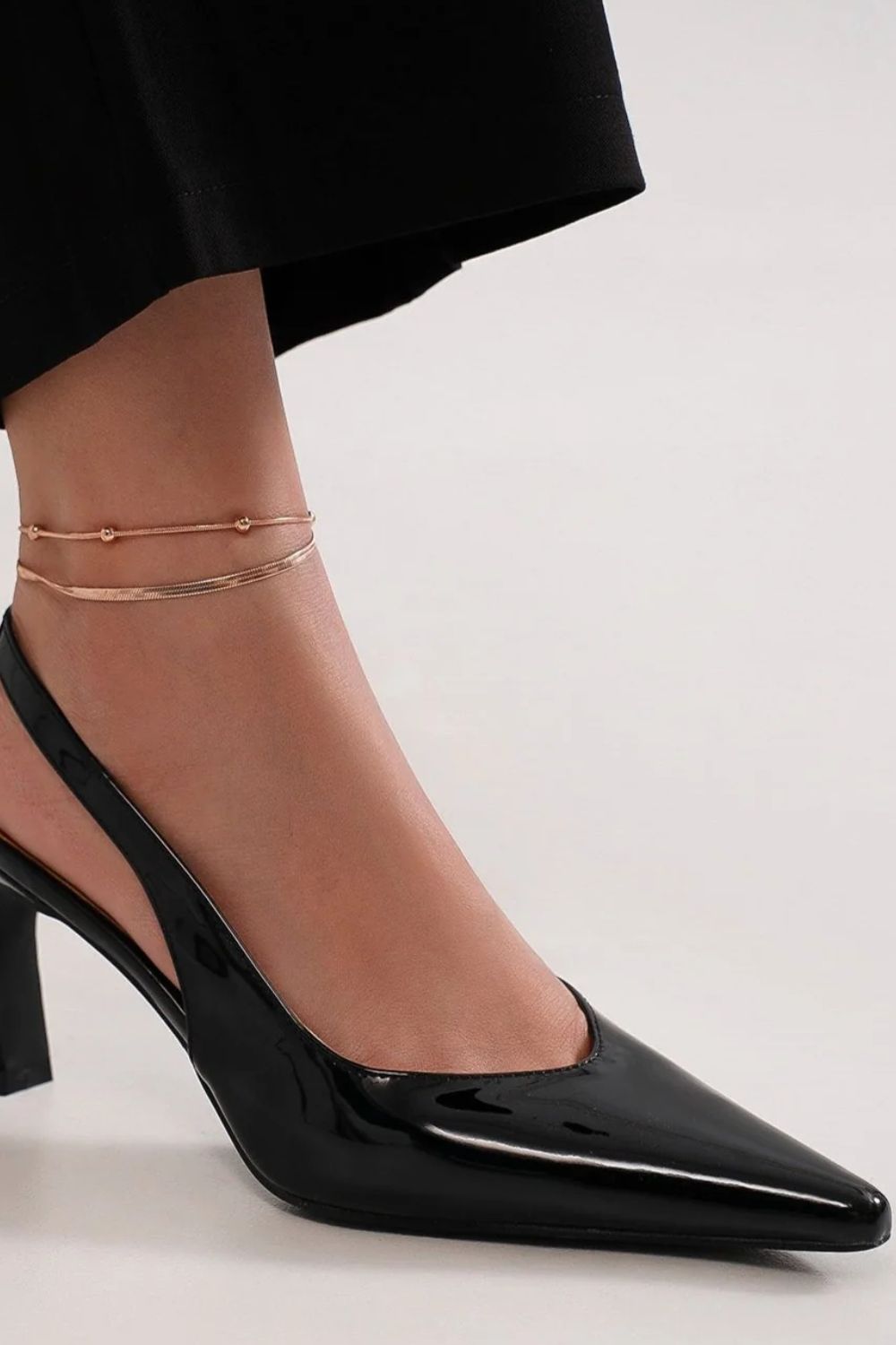 Black Faux Leather Point Toe Slingback Pumps - Tigbul's Variety Fashion Shop