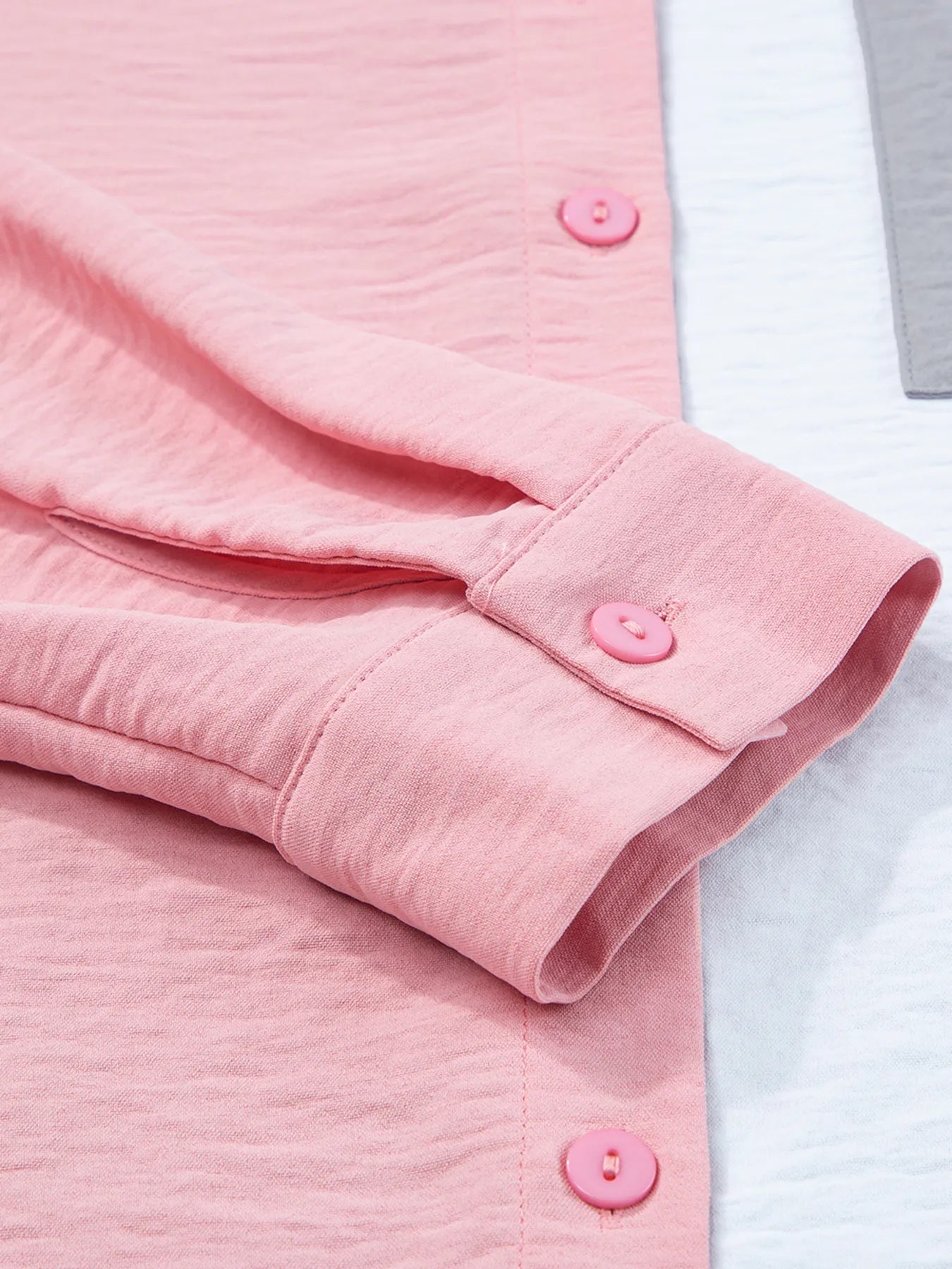 Color Block Oversized Button-Up Shirt with Chest Pocket - Tigbul's Variety Fashion Shop