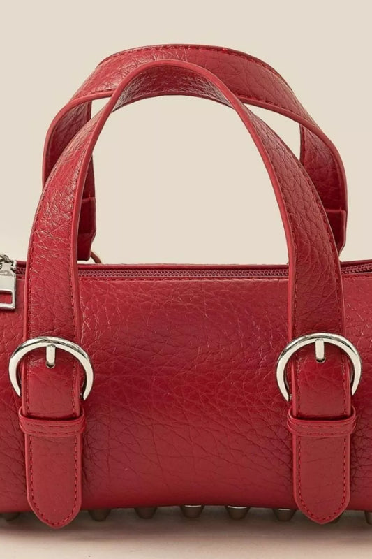 Fame Faux Leather Buckle Strap Cylinder Hand Bag - Tigbul's Variety Fashion Shop