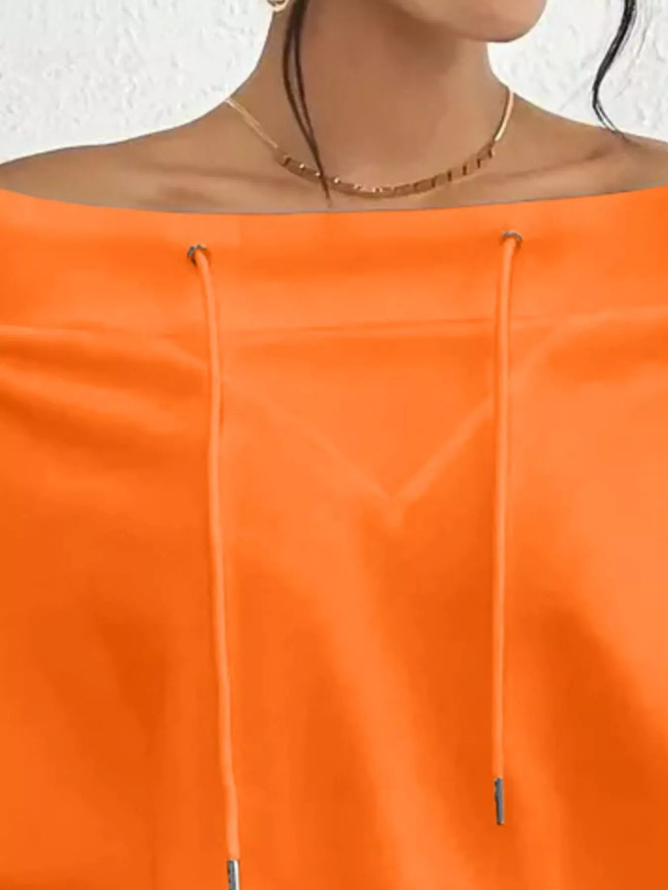 Full Size Off-Shoulder Drawstring Long Sleeve Top Plus Size - Tigbul's Variety Fashion Shop