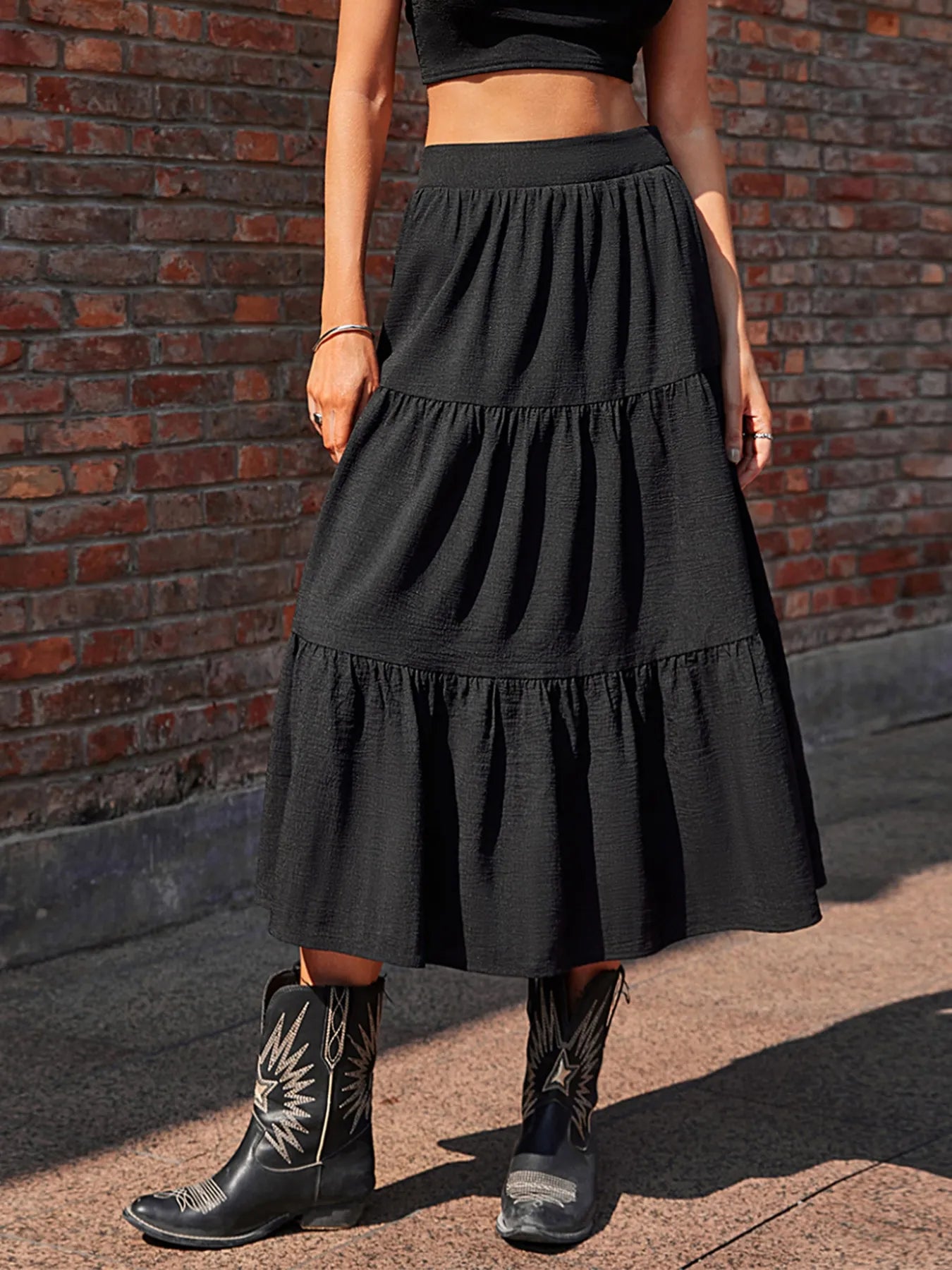 Tiered Midi Skirt - Tigbul's Variety Fashion Shop