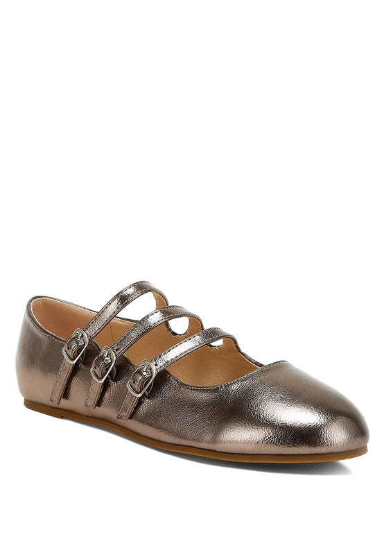 Macarina Triple Strap Mary Jane Ballerinas - Tigbul's Variety Fashion Shop
