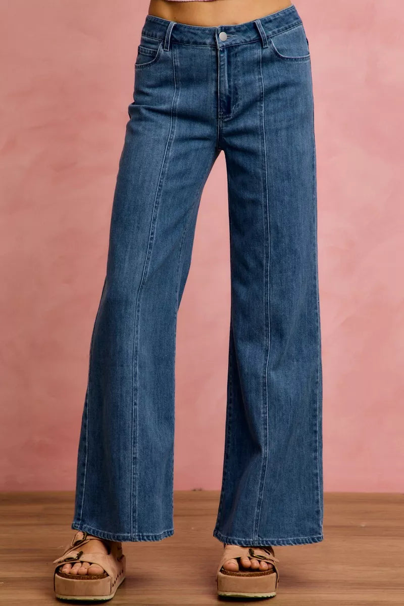 SO ME mid-rise stretch denim jeans, front view with classic five-pocket styling.