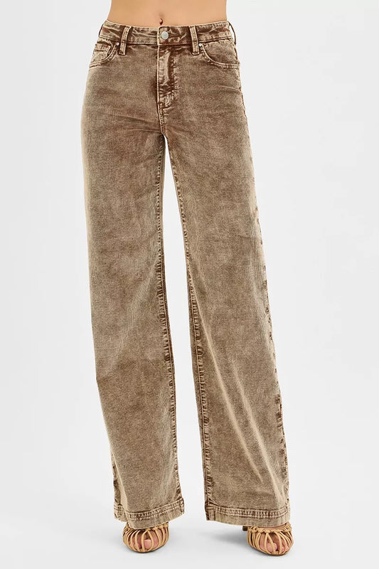 RISEN High Rise Wide Leg Corduroy Jeans - Tigbul's Variety Fashion Shop