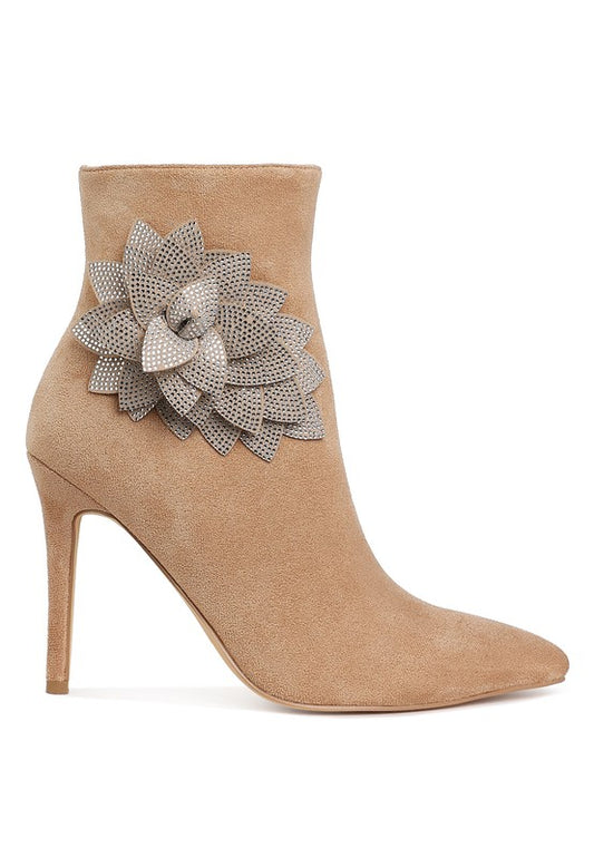 Yarrow Rhinestones Petal Detail Boots - Tigbul's Variety Fashion Shop