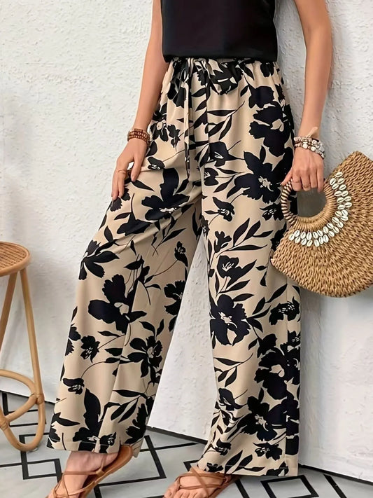 Printed Wide Leg Casual Pants - Tigbul's Variety Fashion Shop