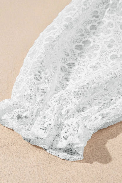 Lace Puff Sleeve Empire Waist Mini Dress - Tigbul's Variety Fashion Shop