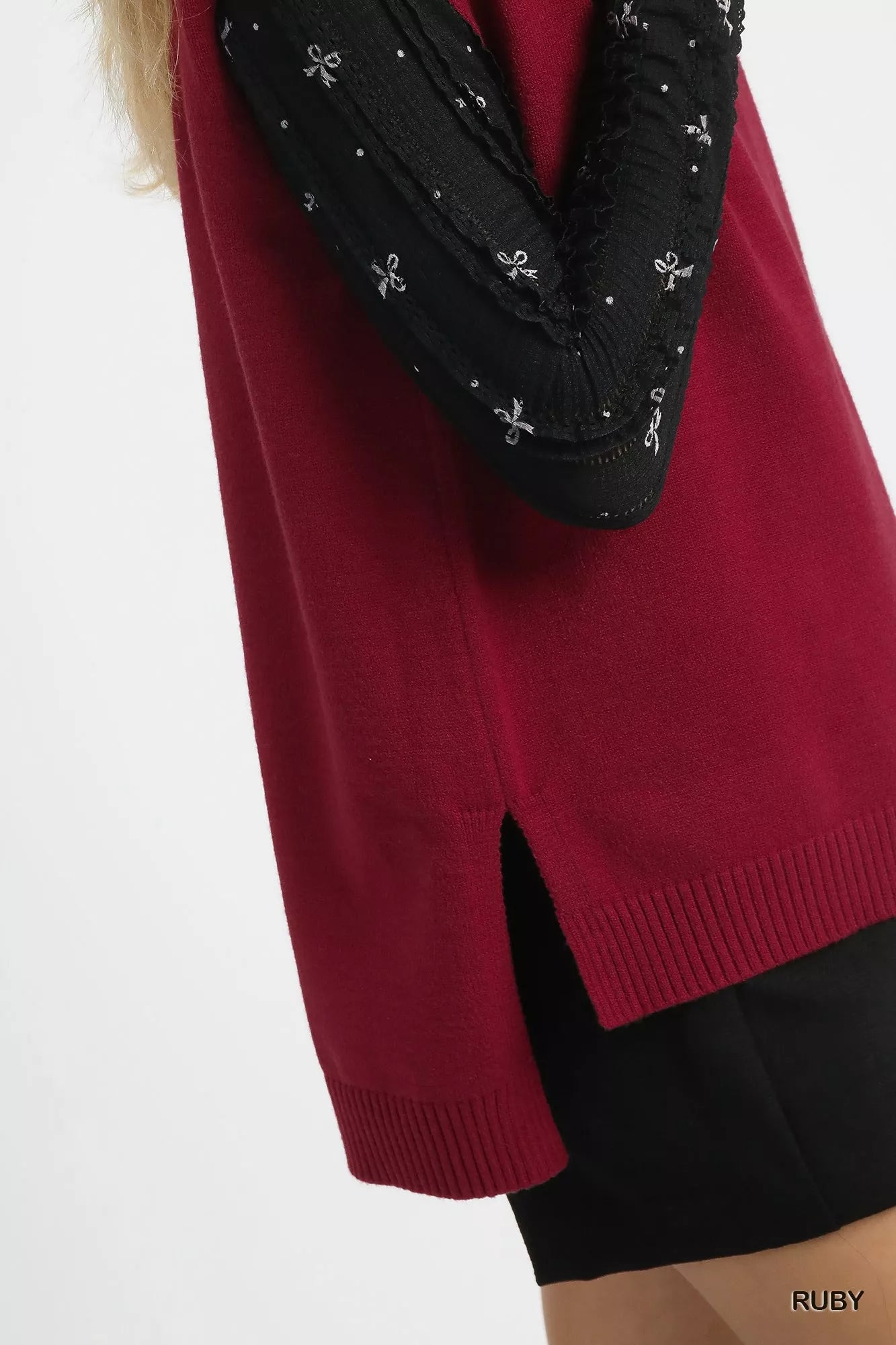 Umgee High-Low Turtleneck Sleeveless Sweater Top - Tigbul's Variety Fashion Shop