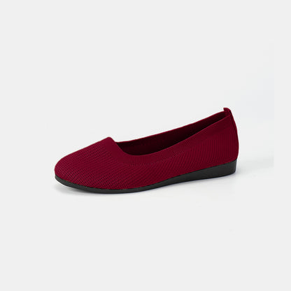 Round Toe Knit Ballet Flats - Tigbul's Variety Fashion Shop