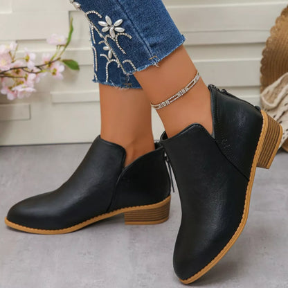 Women's Point Toe Block Heels Boots - Tigbul's Variety Fashion Shop
