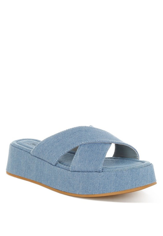 Karbi Denim Flatform Slip Ons - Tigbul's Variety Fashion Shop