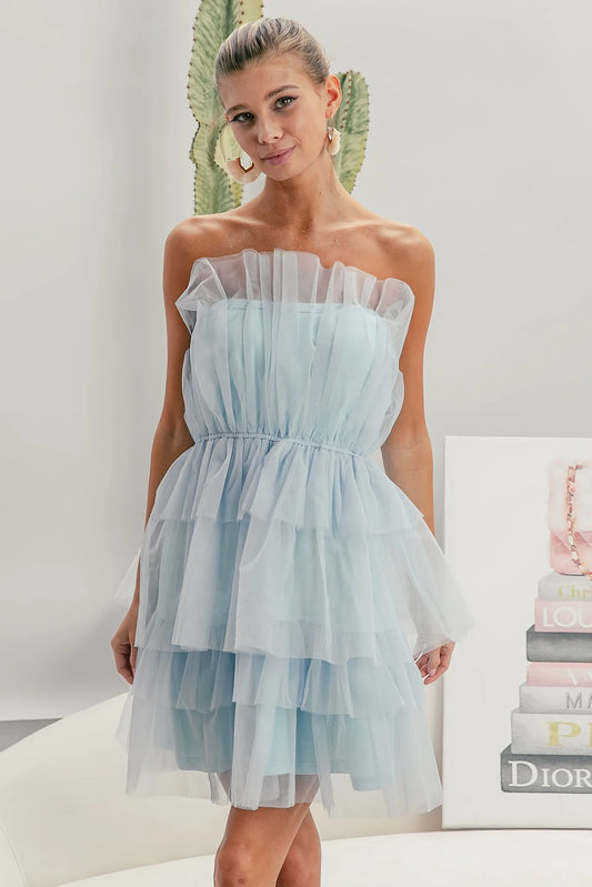 BiBi Sleeveless Layered Organza Dress - Tigbul's Variety Fashion Shop