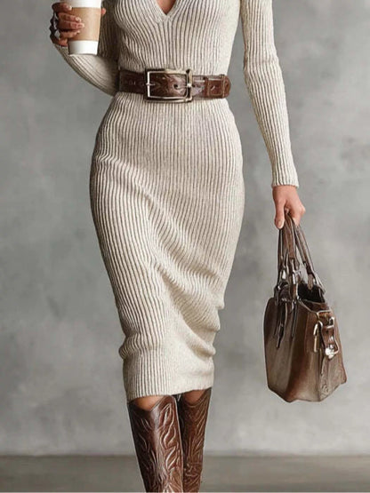 Full Size Ribbed Knit Turtleneck Sweater Dress Plus Size - Tigbul's Variety Fashion Shop