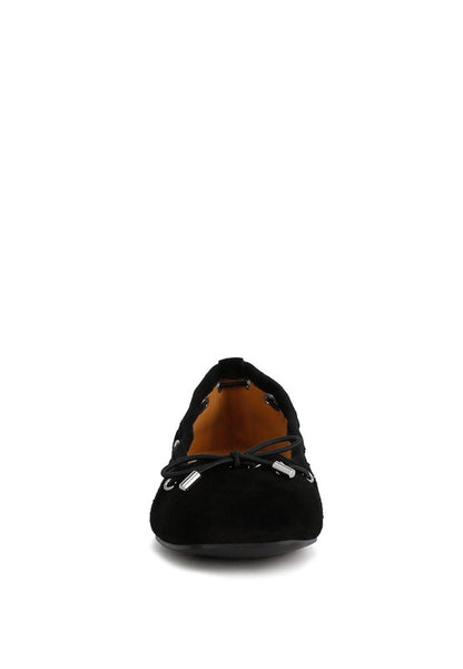 Sparrow Micro Suede Bow Ballerinas - Tigbul's Variety Fashion Shop