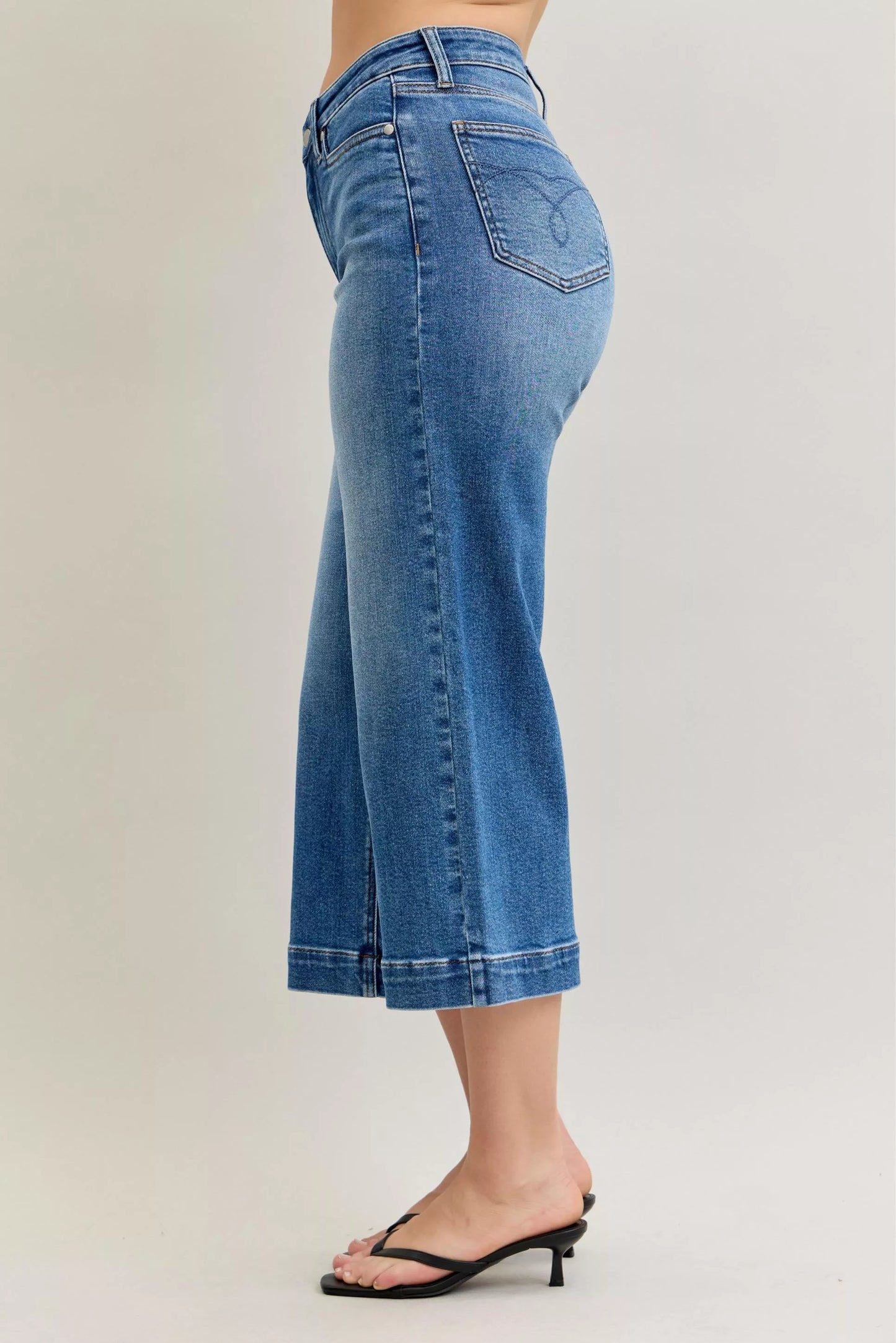 Judy Blue Mid Rise Crop Wide Leg Jeans - Tigbul's Variety Fashion Shop