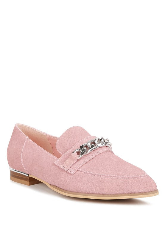 Ricka Chain Embellished Point Toe Loafers - Tigbuls Variety Fashion