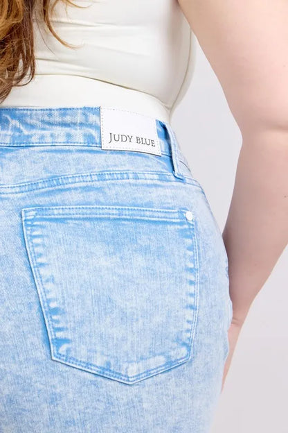 Judy Blue Plus Size Mid Rise Garment Dyed Denim Shorts - Tigbul's Variety Fashion Shop