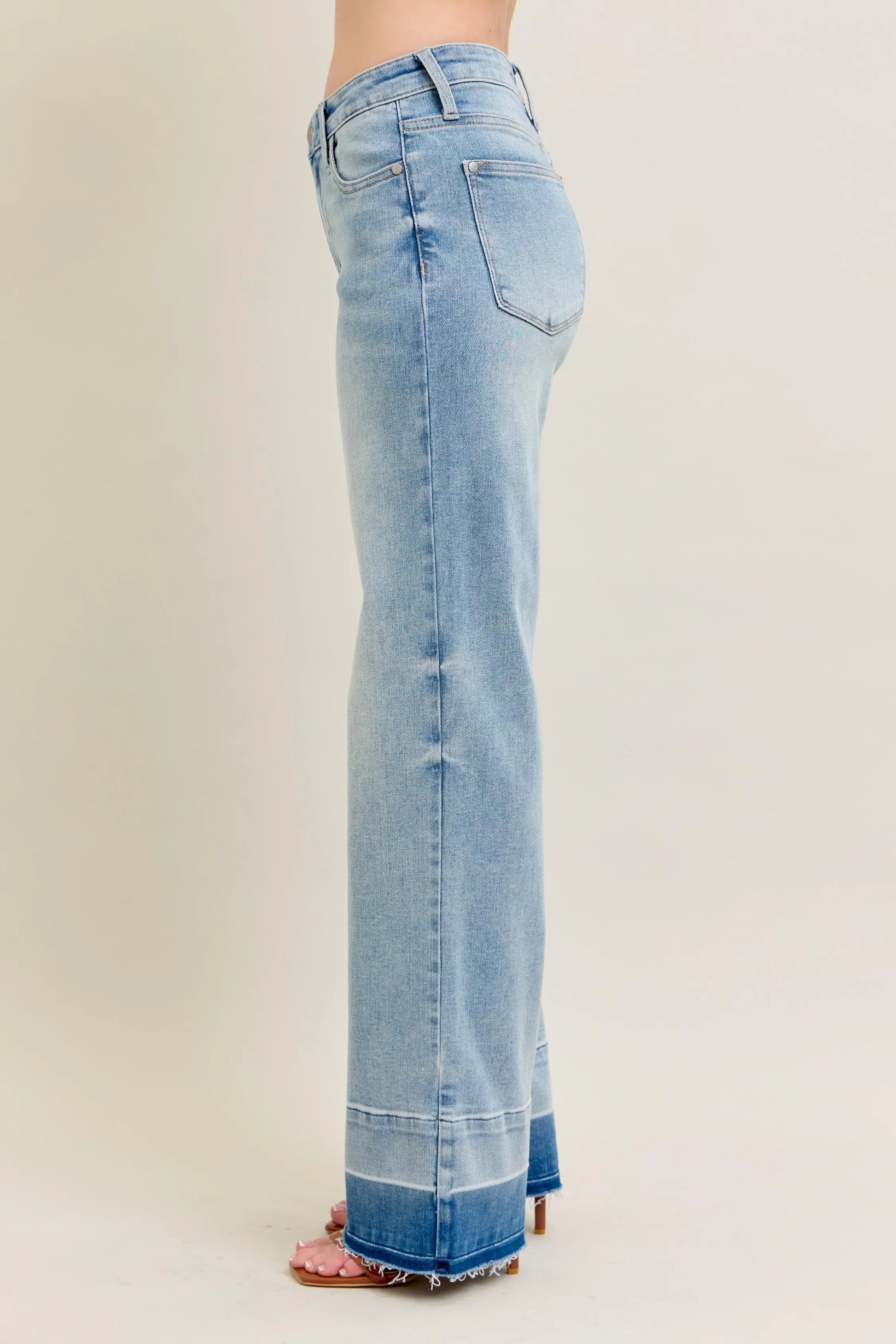 Judy Blue Full Size Mr Release Hem Wide Leg Jeans Plus Size - Tigbul's Variety Fashion Shop