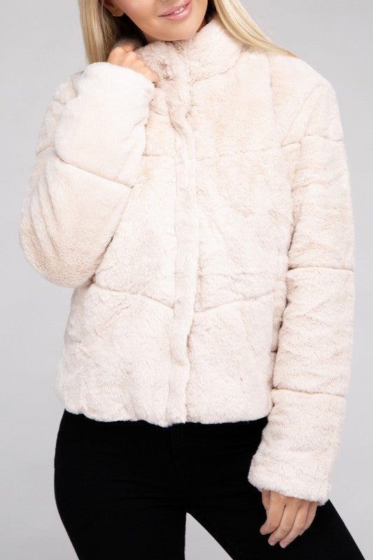 Fluffy Zip-Up Sweater Jacket - Tigbuls Variety Fashion