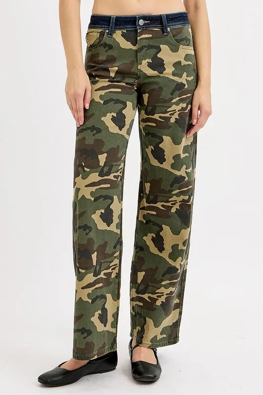 RISEN Camouflage Wide Leg Jeans - Tigbul's Variety Fashion Shop