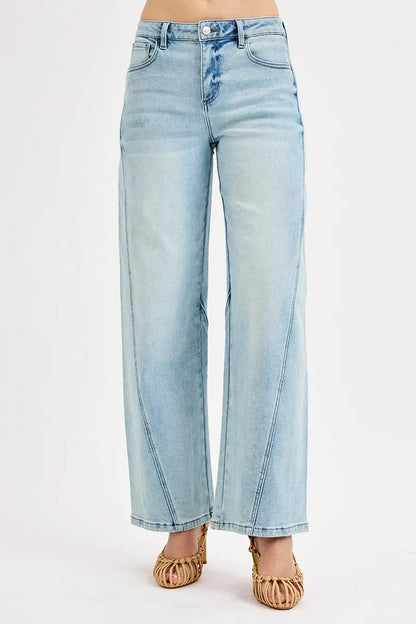 RISEN Full Size Mid Rise Fit Barrel Jeans Plus Size - Tigbul's Variety Fashion Shop