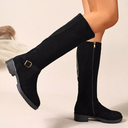 Round Toe Block Heels Boots - Tigbul's Variety Fashion Shop