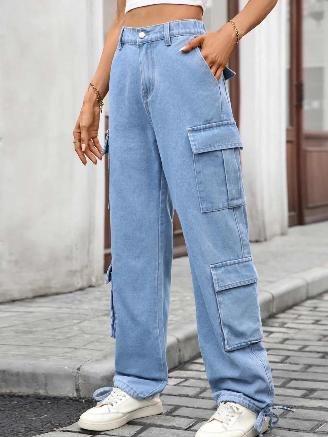 Casual Wide Leg Cargo Jeans - Tigbul's Variety Fashion Shop