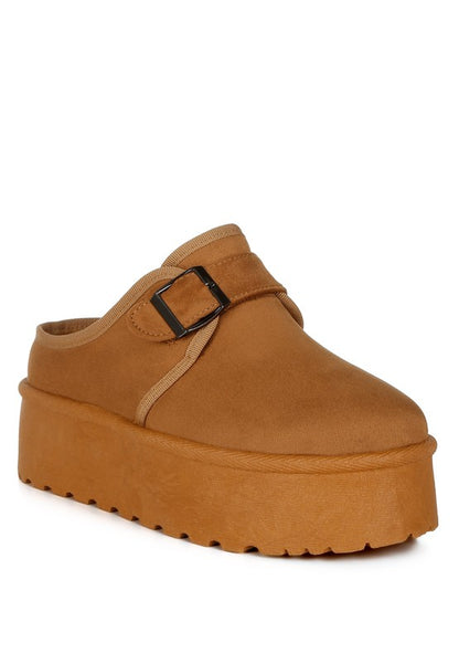 Mayfield Buckle Strap Fur Platform Classic Slip-On - Tigbul's Variety Fashion Shop