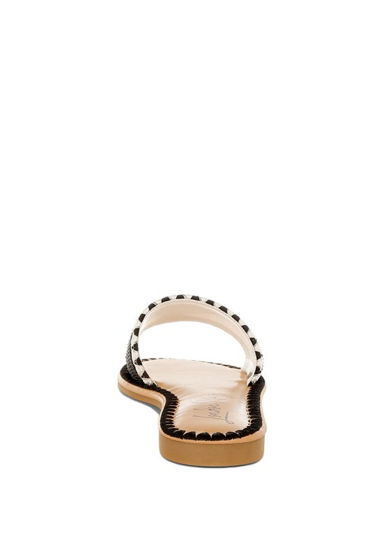 Luxe Getaway Beaded Saint Tropez Flat Slip Ons - Tigbul's Variety Fashion Shop